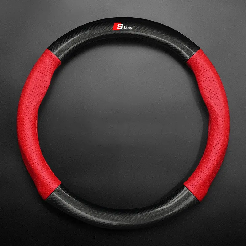 Universal Car Steering Wheel Cover, Carbon Fiber Leather, Anti-Slip Design, Fits Audi Models, Stylish and Durable Car Accessory, Car Covers, Automotive, Steering Wheel Accessories