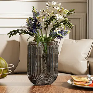 VECELO Glass Vases Modern Decorative 7” Tall Flower Vase Centerpieces Table Home Indoor Desk Decor Living Room, Kitchen, Office Or Wedding Gifts