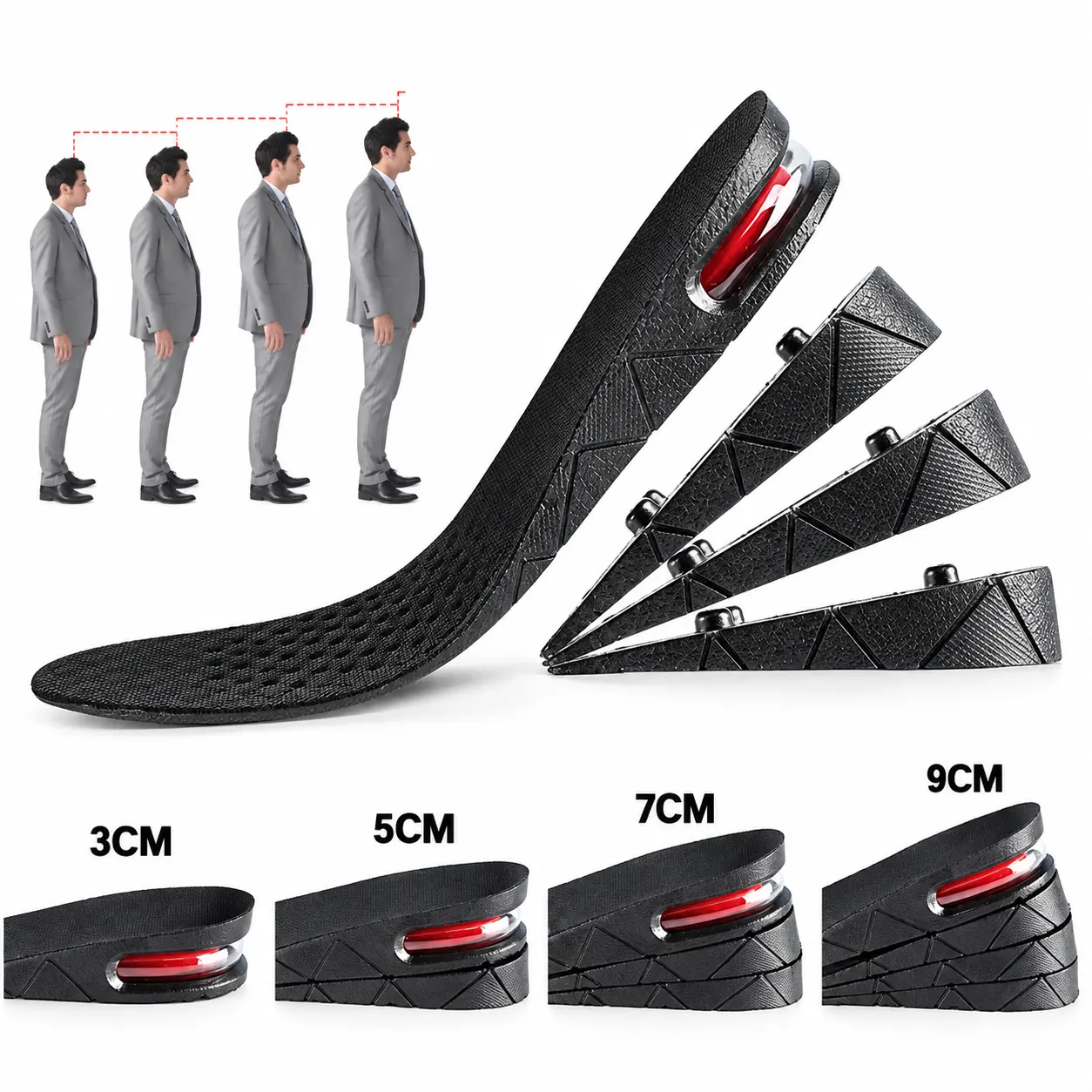 Height Increase Insole Invisible Heightening Template Air Cushion Shoe Inserts Variable Height Insoles Adjustable Cut Foot Pad