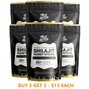 B3G3 True Nutra Pure Himalayan Shilajit Honey Sticks with Raw Organic Honey Fulvic Acid, 85+ Essential Minerals - Long Lasting - Fast Absorbing - 10 Sticks