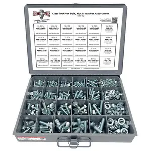 Metric Class 10.9 Hex Cap Screws, Hex Nuts, Flat & Lock Washers - 575 PCS