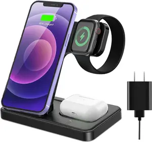 Charger 3 in 1, Fast Desk  Station for  16 15 14 13 12,  Stand Dock for  Watch & AirPods