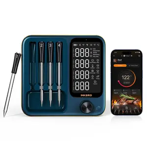 Fathersdaygifts-Wireless meat thermometer with 4 probes; INKBIRD WiFi Digital Wireless Meat Thermometer, featuring 5 sensors, estimates cooking time, connects to Apple Watch, and is suitable for rotisserie, grills- fathersdaygift,summerwins