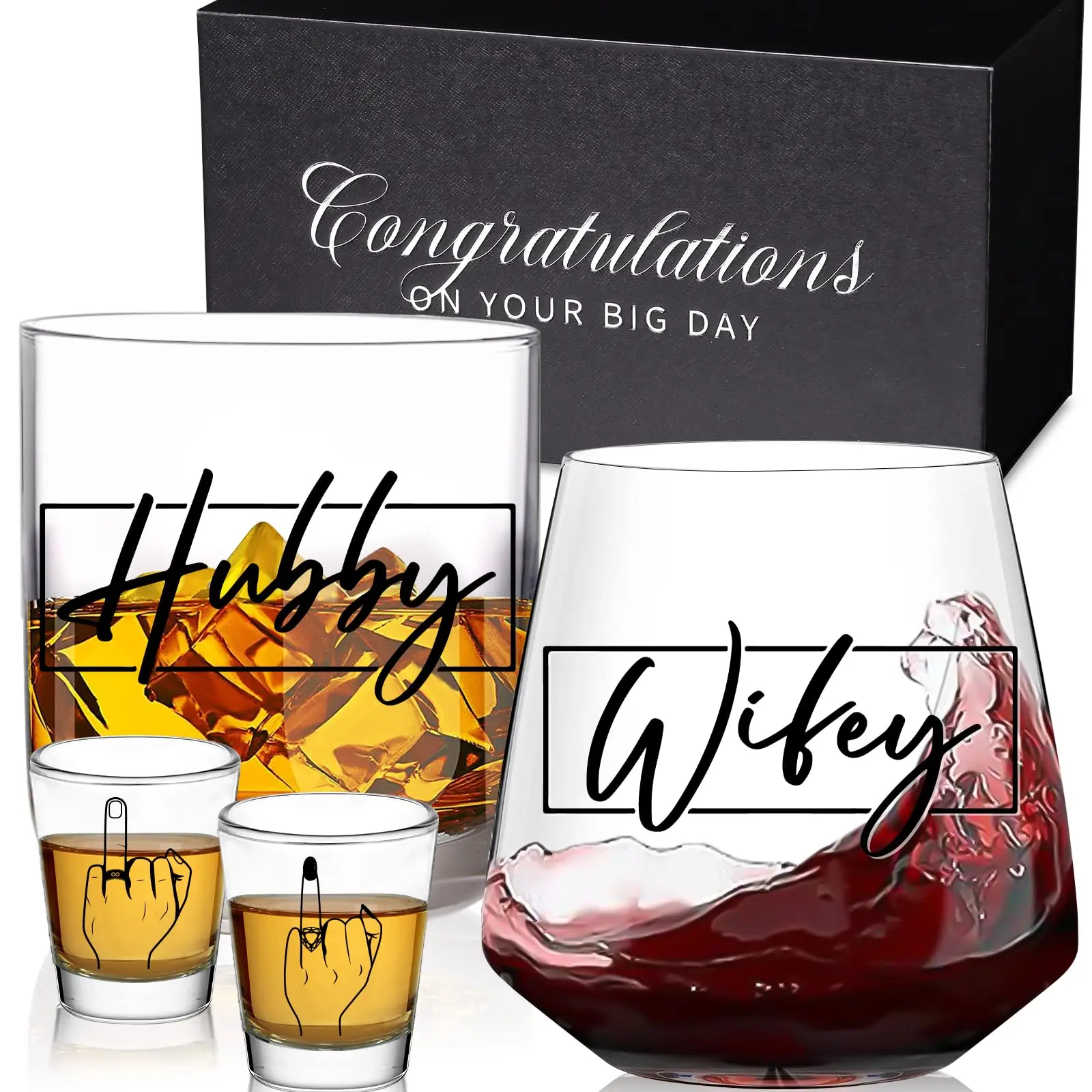 Unique Adult Drinkware Glass - 0-500 ml Glassware Sets, Perfect Christmas, Engagement & Anniversary Gifts for Newlyweds (Home & Festive Party Supplies)