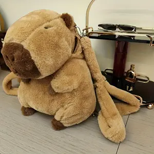 Capybara Versatile Plush Backpack - Soft Polyester Stuffed Animal & Sofa Throw Pillow with Multi-Purpose Storage for Home Decor and Holiday Gifts fengshui ornament heal stone silk  flowers bouquet fake rose artificial Electronic Password-Protected Piggy