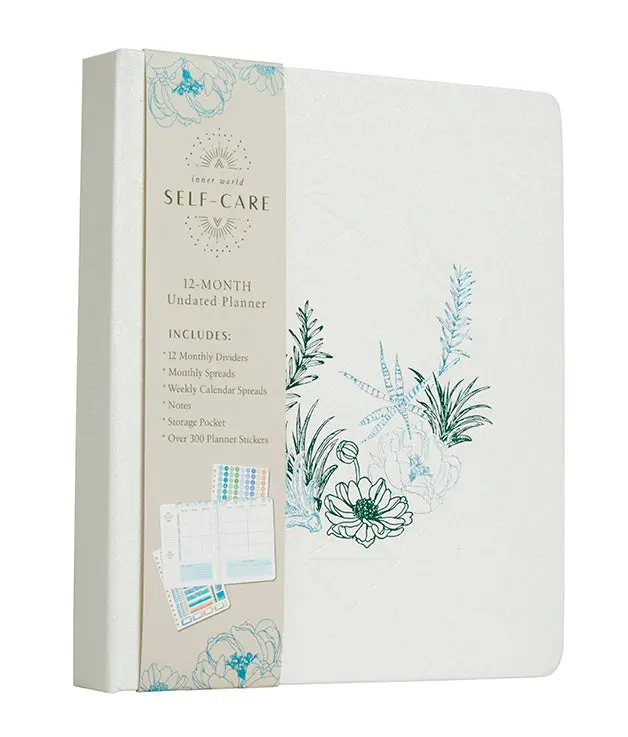 Undated 12-Month Self-Care Planner - 12-Month Span for Self-Care Planning, Beautiful Design, Convenient Size, Monthly & Weekly Pages, Bonus Stickers, Office Personal Organiser Stationery, Bonus Stickers Included