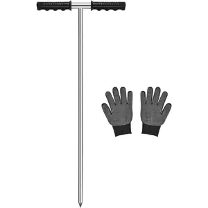 Stainless Steel Soil Probe Rod,32-48 Inch Hight Adjustable Ground Rod Tool with T-Handle for Locating Septic Tanks,Underground Pipes,Water Lines,Graves and Gopher Runs