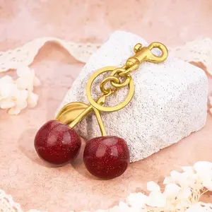 Cherry-Shaped Keychain Bag Charm - Cute Leather Purse Accessory, Adorable Keyring for Car Keys & Handbags patches