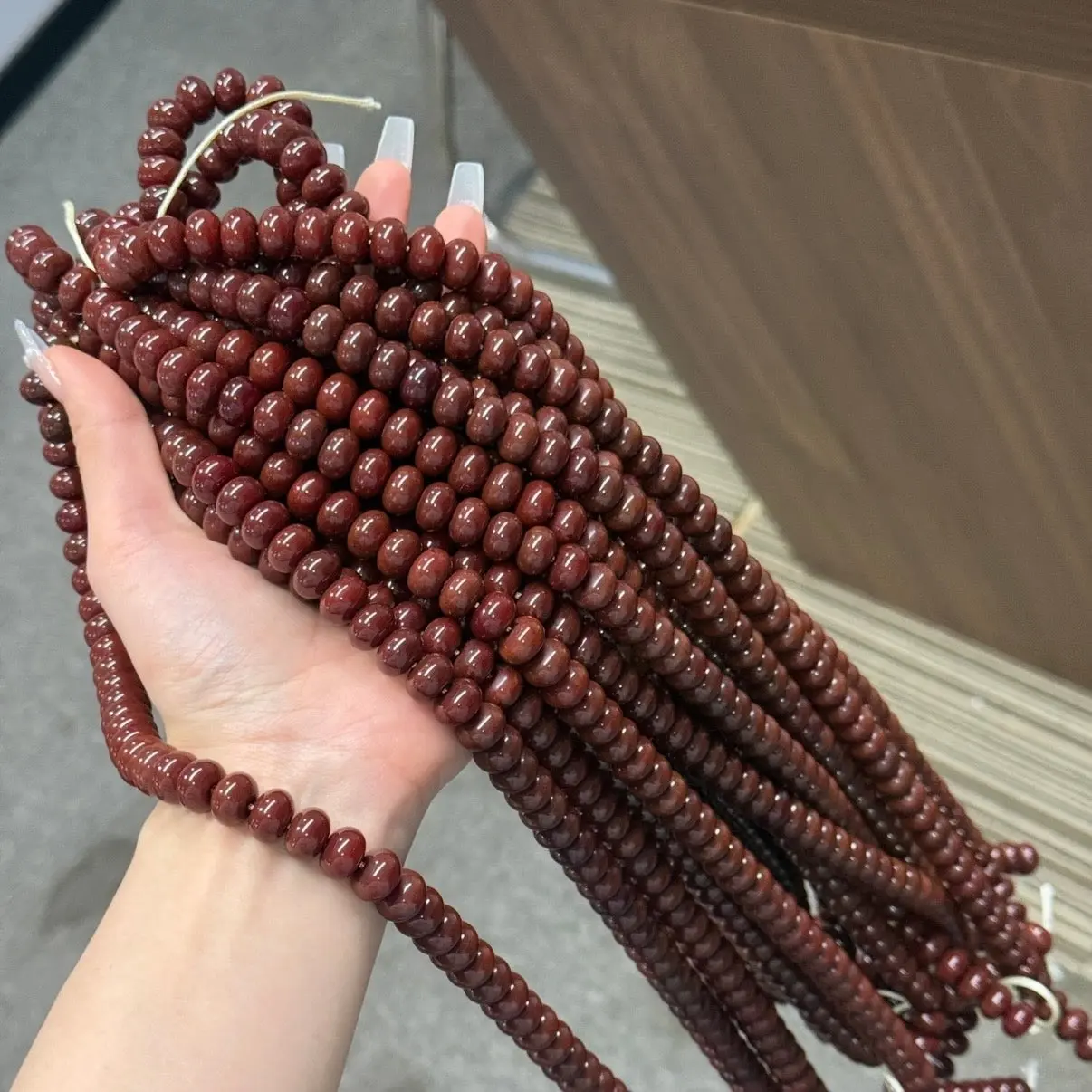 7*11mm reddish brown abacus*1 long sting(114pcs)