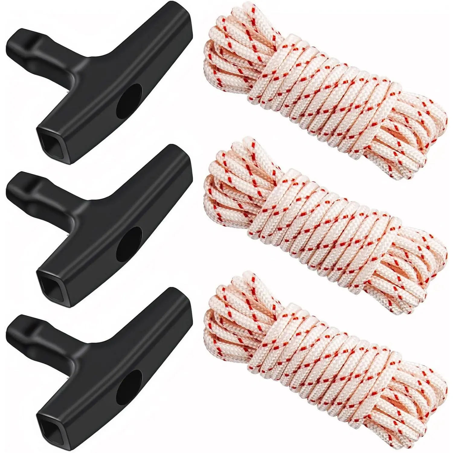 3 Pack, 10 ft x 9/64" (3.5mm) Pull Cord Rope with Handle,  Starter Rope with High Tensile Strength, Universal Pull Cord Replacement for Lawn Mower, Generator, , and Small Engine