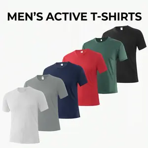 Men's 6-Pack Active T-Shirts 100% Polyester Dry-Fit Moisture Wicking Athletic Tees Short Sleeve Cooling Performance Workout Shirts For Gym Daily Commute And Outdoor Work