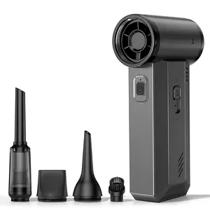 Electactic High-Speed Jet Fan, Air Blower, Air Duster, 130000 RPM, 4000mAh Brushless Motor, One-Touch Speed Control, 12–120 Min Runtime, 3-in-1 Blower/Vacuum/Inflator, Includes Flat Nozzle/Pointed Inflating Head/Vacuum Cleaning Accessories, ABS