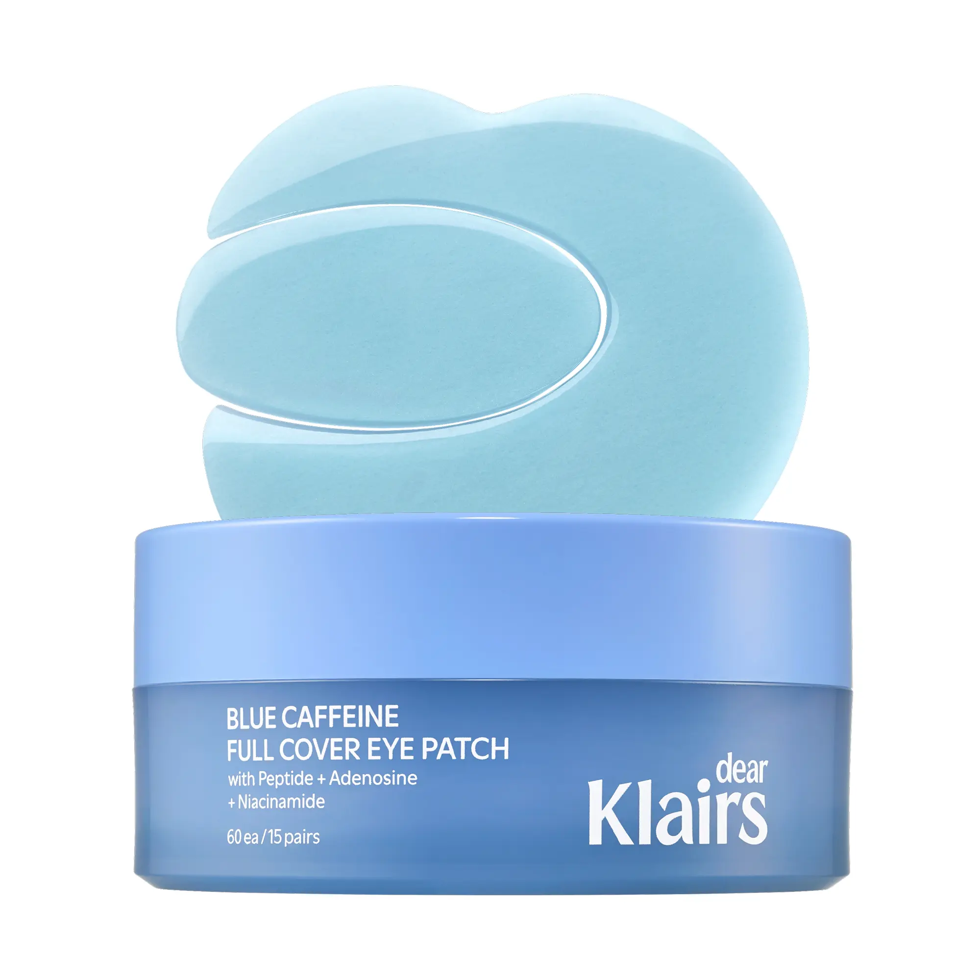 [Dear Klairs Official] Blue Caffeine Full Cover Eye Patch | 360° Hydrogel Eye Patches for Puffiness, Eye Bags & Dark Circles, Caffeine + 5X Peptides, Eyelid to Smile Line Firming & Cooling, Sensitive Skin, Korean Skincare