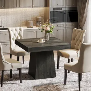 Spaco Square Dining Table for 4 - 31.5-Inch Farmhouse Kitchen Table with Sturdy Pedestal Base, Space-Saving Small Table for Dining & Living Rooms