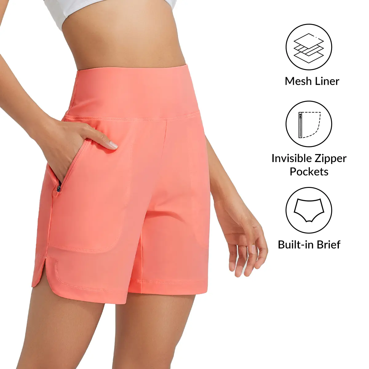 baleaf Women's 7" High Waisted Lightweight Board Shorts Swim/Running/Workout Quick Dry with Pockets Tankini Bottoms Bathing Suits Plus Size Bermuda Shorts