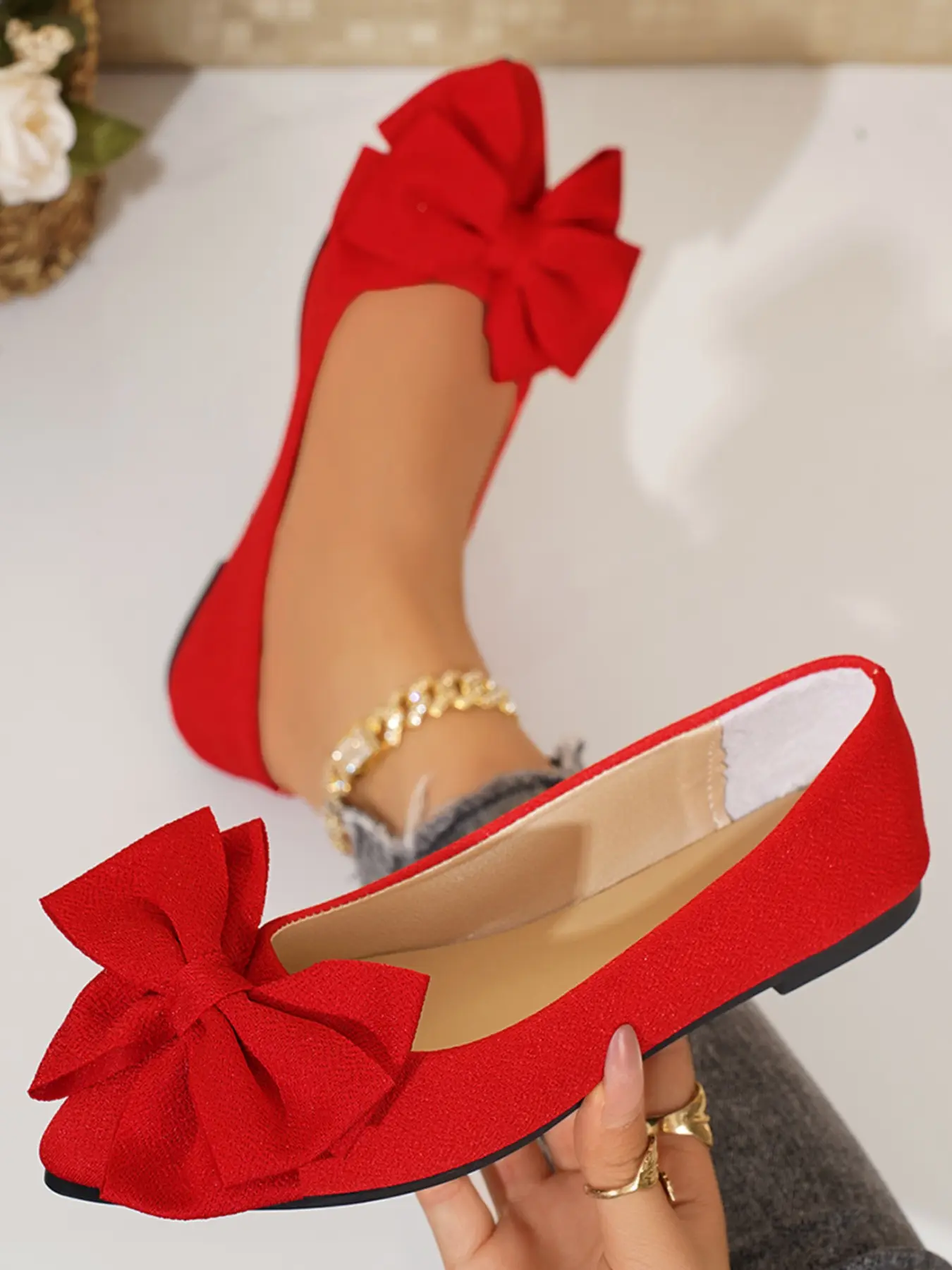 Bowknot Low-Top Flat Shoes, Elegant Bow Design, Comfortable All-Day Wear, Perfect for Casual, Women's Fashion Footwear, Flats Shoes, Fashionable Flats