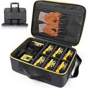Large Battery Case for//12V/18V/20V Battery & Charger, Tool Batteries Organizer Case for Holds 20V 2.0/3.0/4.0/5.0/6.0/9.0-Ah Batteries, Adapter,Bag Only