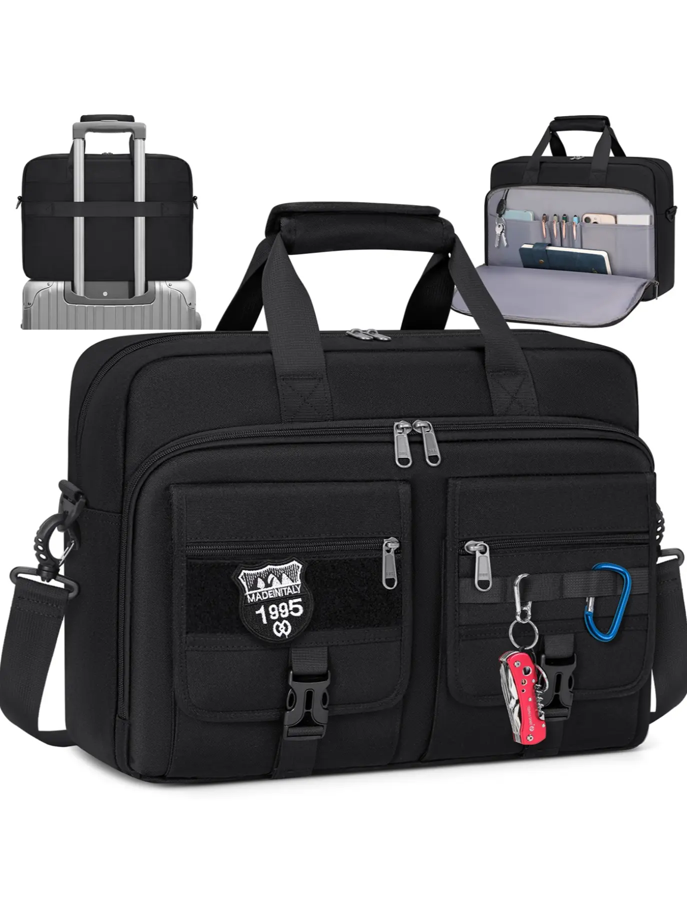 Men's Tactical Laptop Bag 15.6/17.3 Inch Military Briefcase with Molle System, Zipper, Strap, Large Capacity Business Travel Messenger Bag Travel Essentials