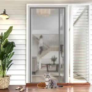 Reversible Left or Right Side Opening  Screen Door, Durable Mesh Curtain Hands Free for Patio, Bedroom, Fits Door Size 38" x 82",Silvery