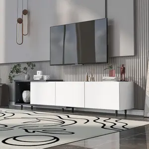 U-Can  70.1''-100'' Modern Stylish ExtendableTV Stand  TV Cabinet for 80+inch TV, Black+White(High end and high-quality) for Living Room,bedrooms