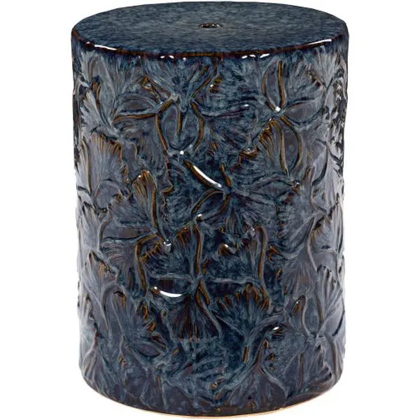 Bishop Textured Foliage Garden Stool, Blue
