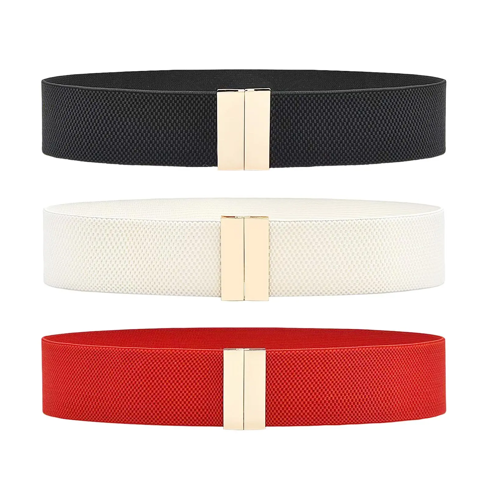 3 Pack Elastic Waist Belts for Women with Metal Buckle, Stretchy Cinch Belt for Dresses summerwins