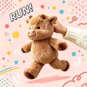17-Inch/13.7-Inch Cute Running Highland Cow Plush Toy, Soft Stuffed Animal Pillow for Adults & Kids, Perfect Gift for Holidays & Graduation