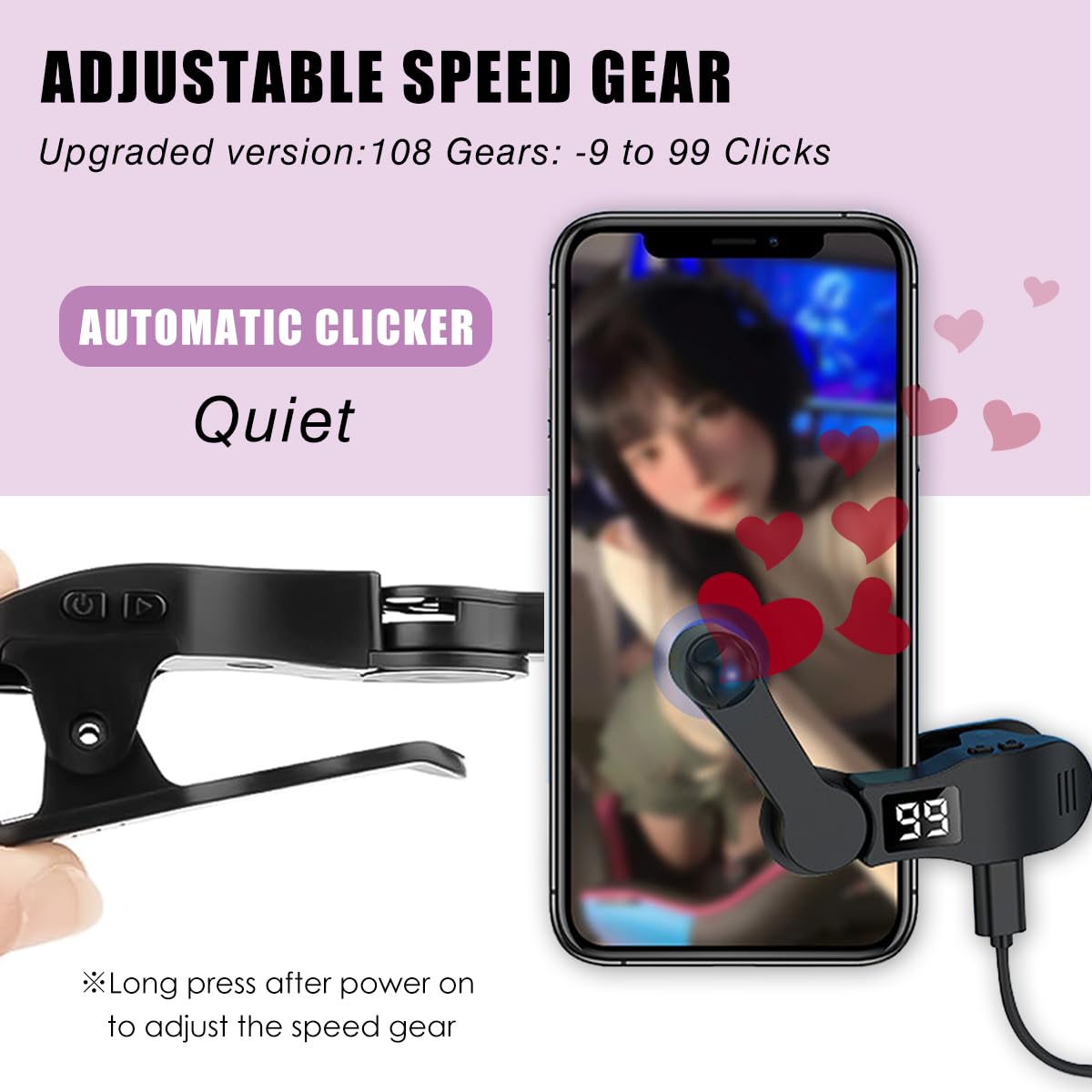 2026 New Auto Clicker for Smart Phone, Screen Device Automatic Tapper | Folding Mobile Phone Auto Screen Clickers | Simulated Finger Clicking USB Simulator for Game, Shopping，Live Broadcasts Likes, Cellphone Accessories