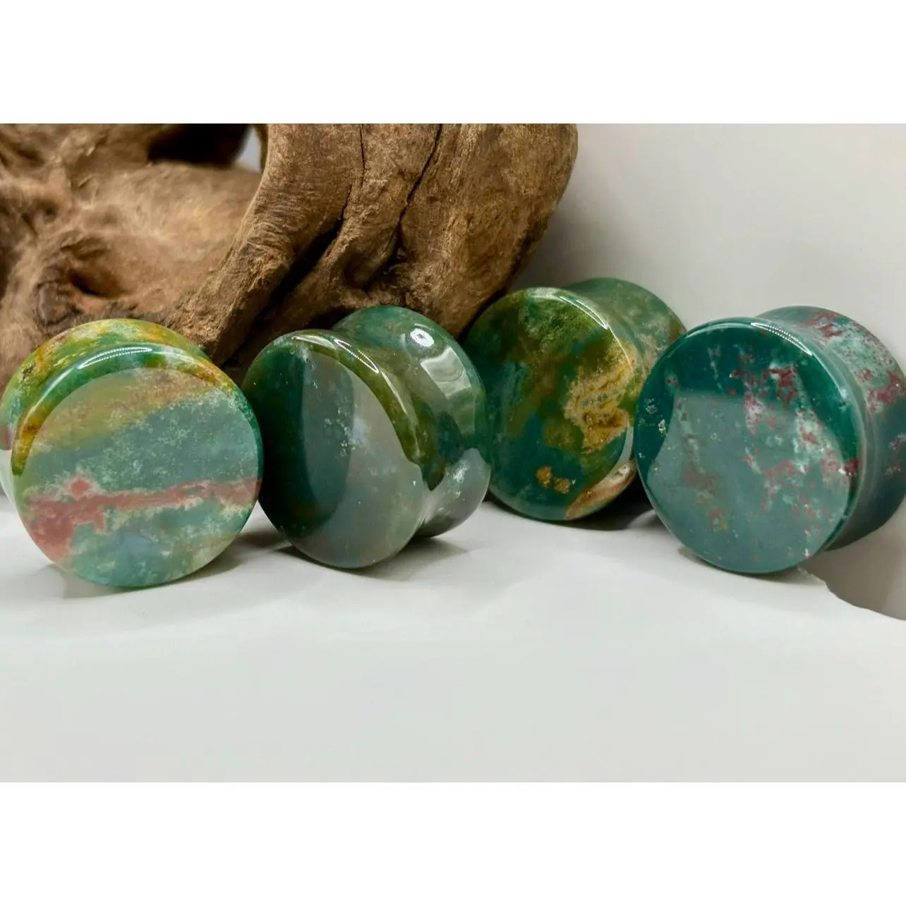 Genuine Bloodstone Plugs, Polished Double Flare Gauges Sold as a Pair, Organic Heliotrope Stone Body Jewelry, 3mm-35mm, Gemstone Plugs