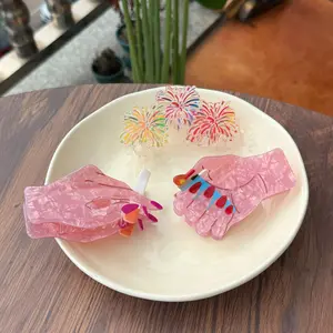 Italien Acetate cigarette and firelighter Hair Claw Clip, Palm-Shaped Unique Niche Claw Clip