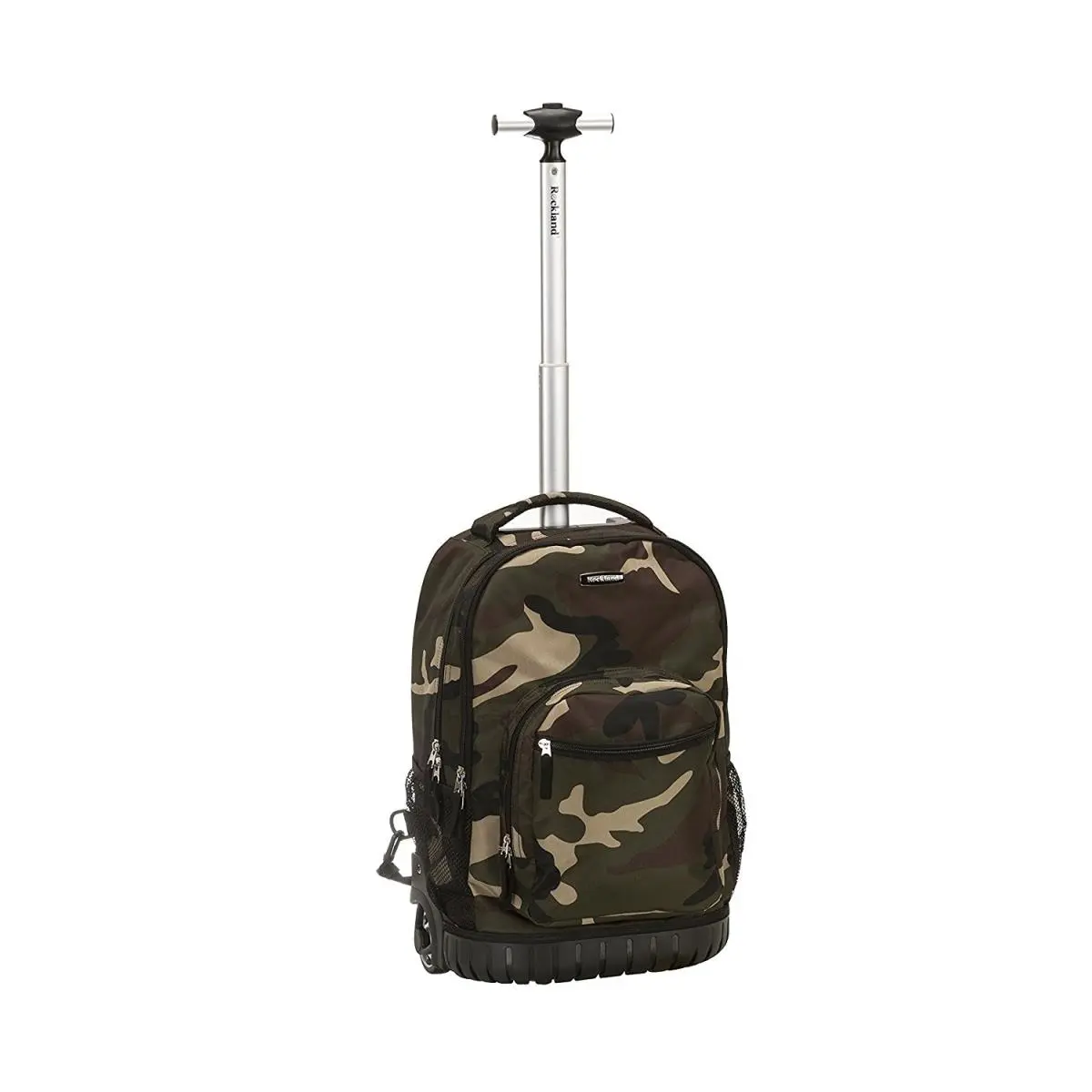 212 MAIN 19 in. Lightweight Durable Rolling Backpack Luggage - Polyester Fabric, Camo Print, Skate Wheels, Padded Compartment, Zipper Closure, Multipurpose Travel Bag, Lightweight Durable Luggage