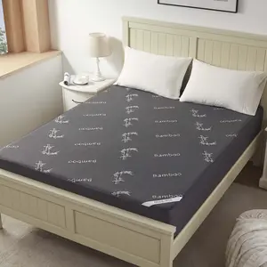 [Valentine’s Day]【BEDLORE】Bamboo Leaf Pattern Dark Waterproof Fitted Sheet for Winter, Dustproof & Breathable Bed Sheet with Deep Pockets (Fits 6–18 Inches), Bedding for Home, Hotel & School