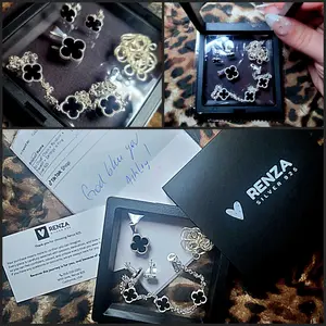 Set Clover Chain + Pendant + Bracelet + Earrings in Fine Silver 925