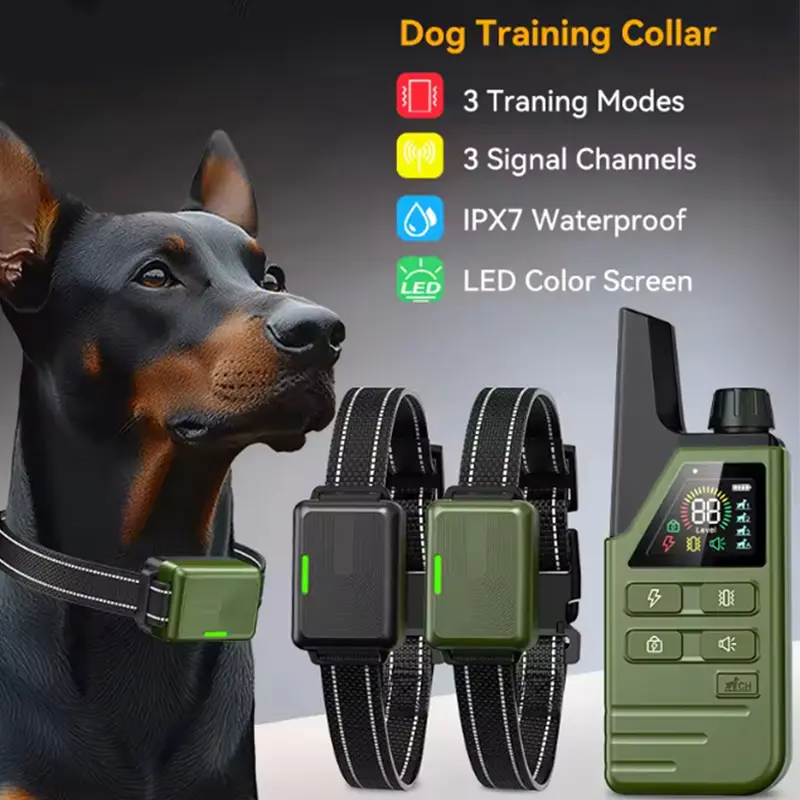 Nylon Dog Training E-Collar with 4500 FT Long Range Remote Control, 115 Training Levels, LCD Display, Keypad Lock, Rechargeable Waterproof Design for Outdoor Adventures (5-120 lbs/7.5-24 in) for Small to Large Dogs, Soft Nylon Straps, Soft Nylon Strap Fee