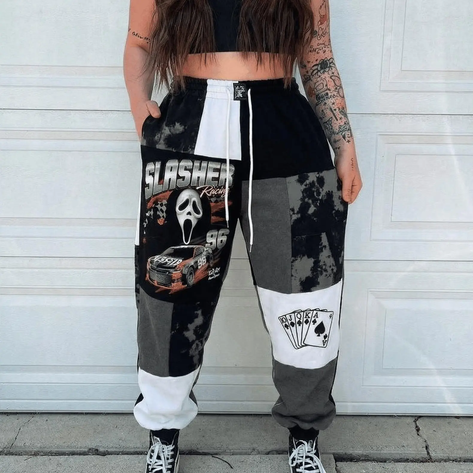 Slasher Racing Ghostface Halloween Sweatpants, Scream Horror Jogger Pants, Spooky Vintage Streetwear Pants, Fall Winter Pants, For Men & Women, Gift For Horror Movie Fans