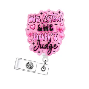 Funny Retractable Badge Reels with Humorous Designs, Acrylic ID Holders with Clips for Nurses, Doctors, Students & Office Staff, Badge Scrolling, 15-Piece Set