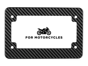 Carbon Fiber Motorcycle License Plate Frame - 4 Holes - Gloss Finish