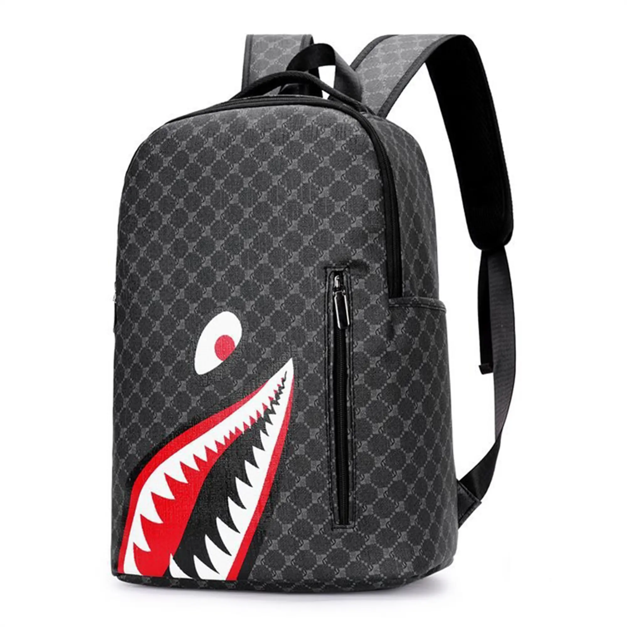 Sprayground Men's Unique Print PU Leather Backpack - Large Capacity Luggage with Zippers, Laptop Compartment for Travel/Work Use