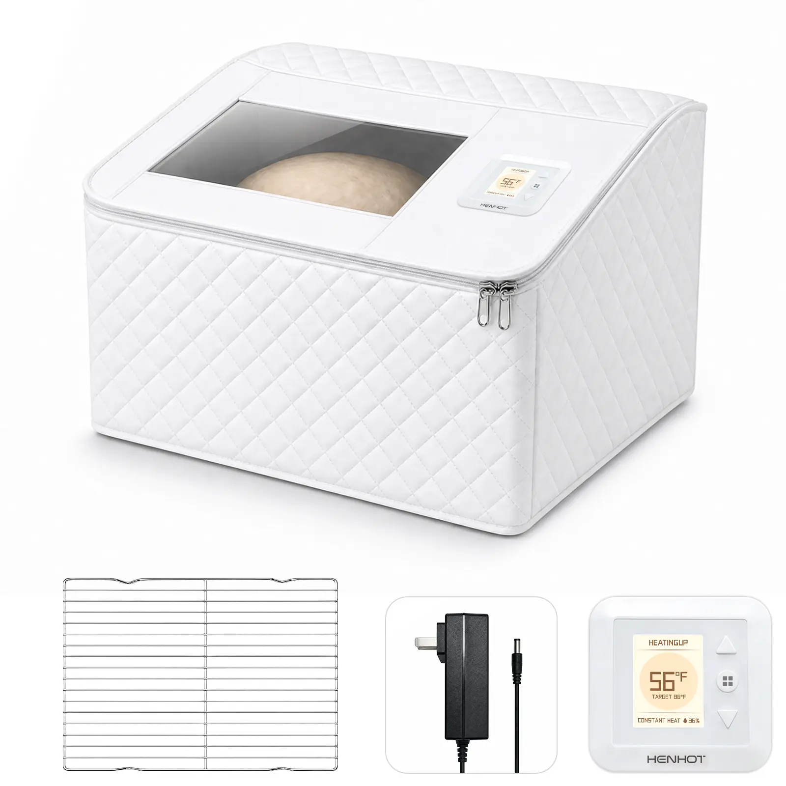 Bread Proofing Box - Foldable Bread Proofer for Sourdough Bread and Pizza Dough, Digital Temperature Timer, Hot Air Fan, Transparent Window for Home Baking
