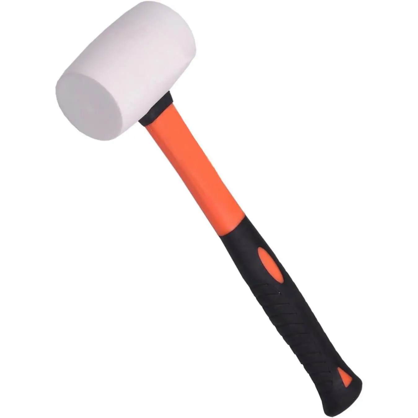 White Rubber Mallet Hammer - Harden - Non marking - Durable  Hammer for Flooring, Camping, Tent Stakes, Woodworking, Pavers - Ergo Grip Handle - Flat Surface  (8 oz)