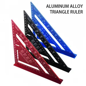7 Inch Metric Triangular Ruler Aluminum Alloy High Precision Measurements with 90° & 45° Angles Linear Measurement for Woodworking, Carpentry, Metalwork, Roofing, Drawing