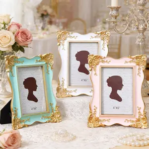 European Style 3D Pattern Photo Frame, Classic Rectangular Frame, Wedding Decoration, Home Desktop Display, Multi-Color Options, Ideal for Anniversary, Bedroom, Office Desk, Picture Frame, Classic Rectangle Frame