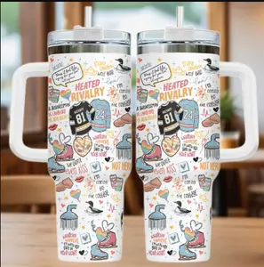 Heated HR Tumbler , Hockey Stamp Tumbler with Handle, Bookish Love Travel Cup, Cute Romance Hockey Mug, Birthday Gift, Gift for Fans
