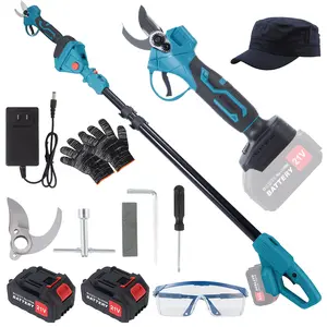 2-in-1 Cordless High Branch Pruner, Electric Pruning Shears with Telescopic Pole, 21V Battery Powered Tree Trimming Kit