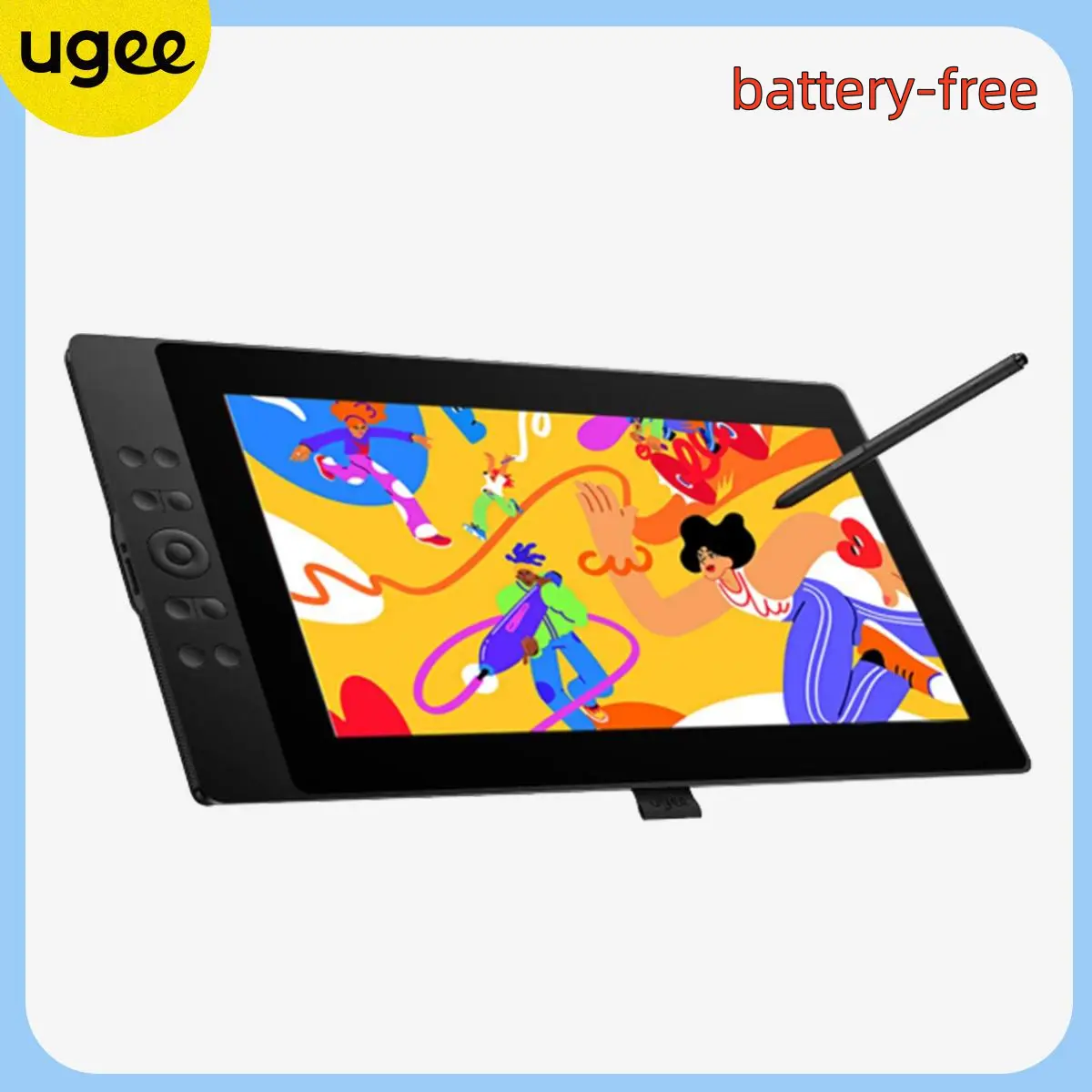 UGEE UE16 15.4" Drawing Display Tablet with Adjustable Stand, 16K Pressure Battery-Free Stylus, Full-Laminated 143% sRGB Screen, 8+1 Shortcut Keys, Windows/Mac/Android/Chrome OS Compatible, Digital Art Tablet