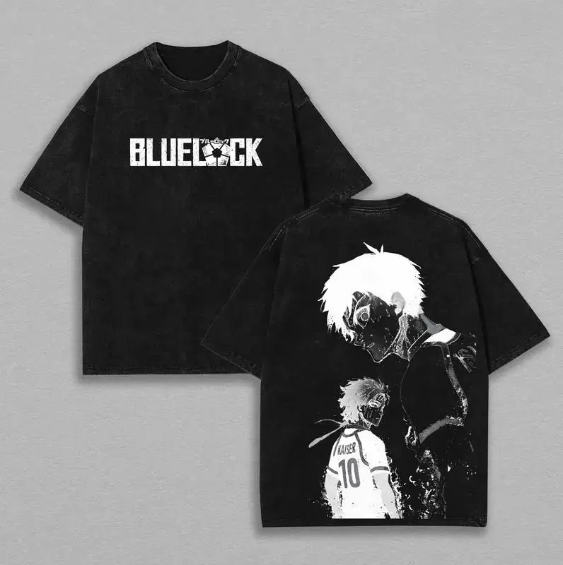valentine shirts KAISER x ISAGI Blue Lock Anime Double Printed Vintage Washed Tee Unisex Oversize Anime Manga Washed Heavyweight Cotton T-shirt, Gift For Anime Fan, Anime Lover