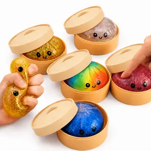 OptionalSeries Glitter Dumpling Squishy Toy With Steamer,  AnxietyRelief, Surprise Unboxing, Perfect GiftChoice gift for Mother's Day Mystery Big