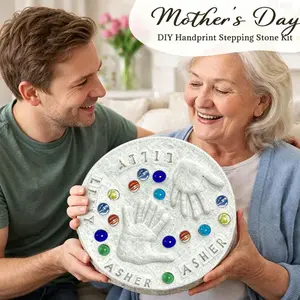 Large DIY Handprint Stepping Stone Kit, Family Gathering Gift Set, Indoor Outdoor Memorial Gift, Creative Handprint Craft Supplies