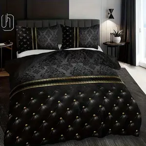 Luxurious Textured Quilt Set, 2/3pcs High Definition Print, Home & Dormitory Use, Includes 1 Quilt + 1/2 Pillowcases