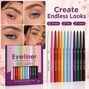 12-Piece Colorful Matte Gel Eyeliner Set, Waterproof Smooth Liquid Eyeliner Pen, Multi-Color High Pigment, Perfect for Daily Use and Events, Makeup